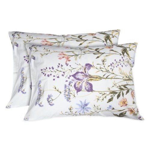 Fata de perna Bosfor Decor, bumbac ranforce, model cu flori multicolor, set 2 bucati, Dimensiune 50 x 70 cm